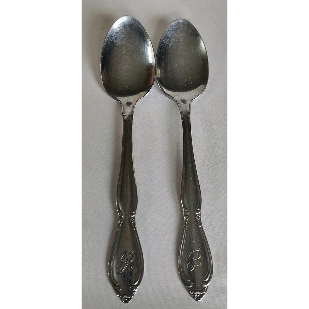 CustomCraft Stainless Steel Teaspoon Monogram Letter B Flatware Korea Lot Of 2